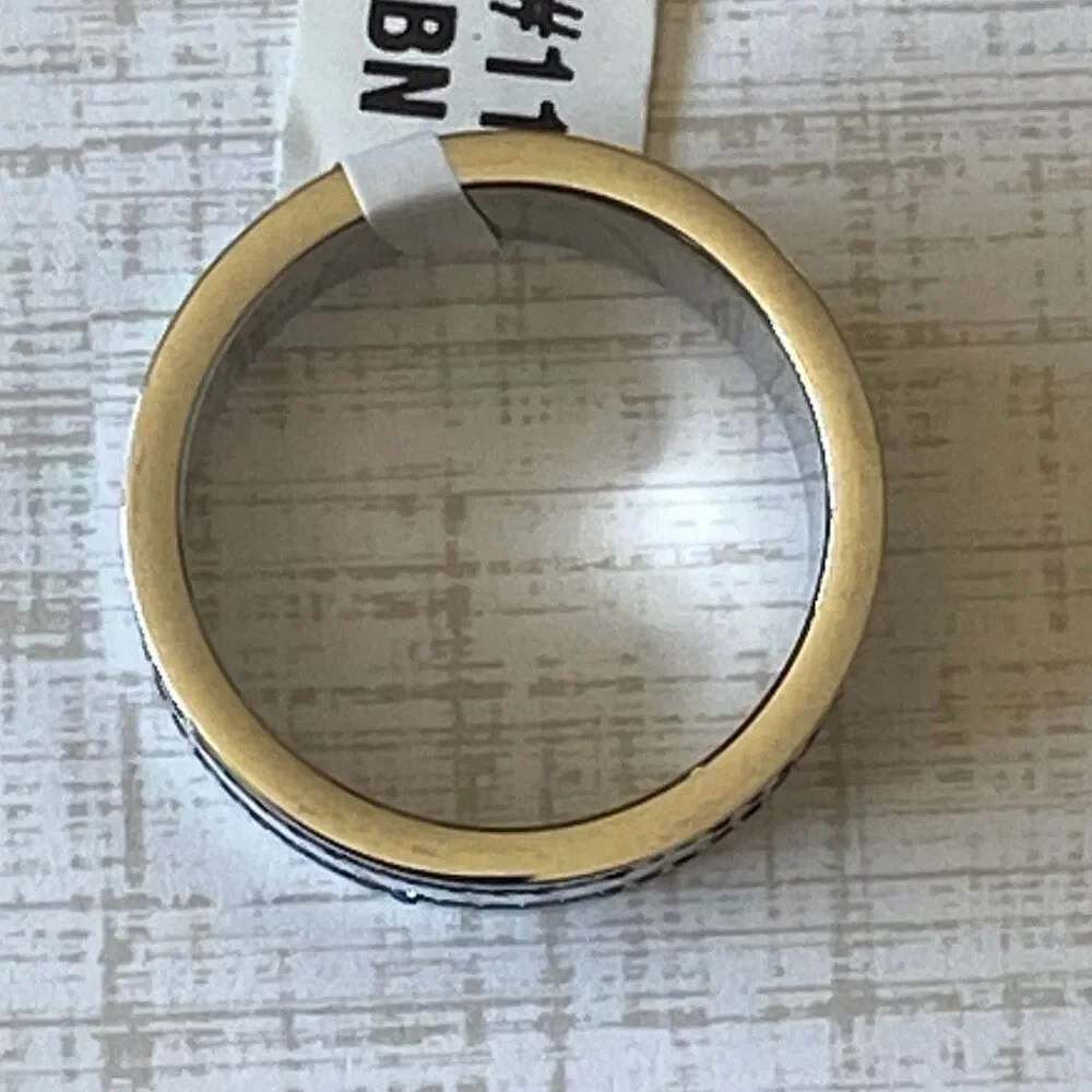 Men’s Stainless Steel Ring Size 11 Chain Link Detail Black & Silver